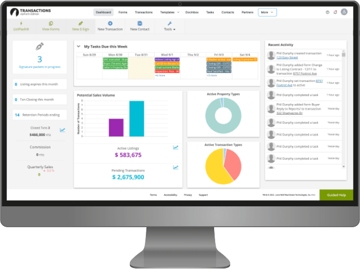 Transaction Management (zipform Edition) product screenshot on desktop monitor