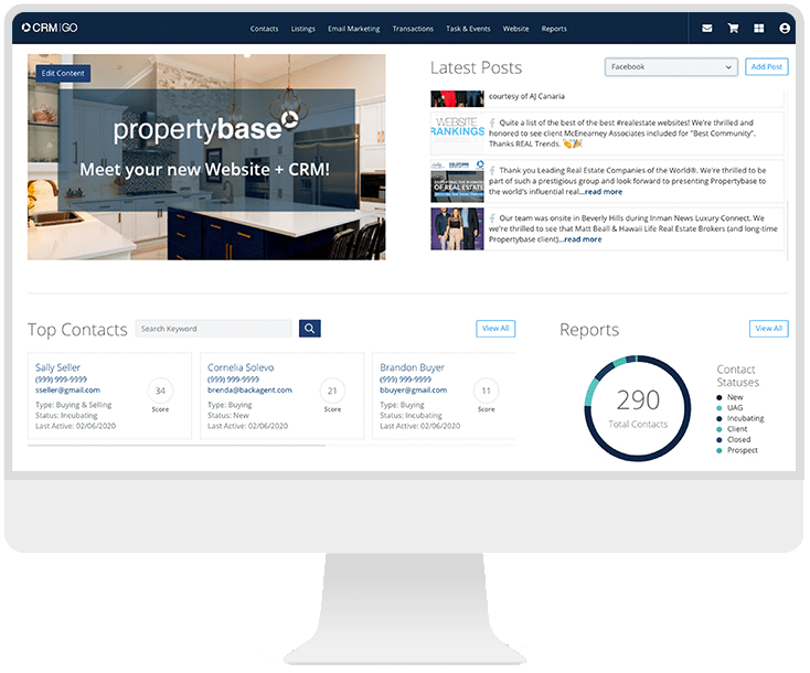 Propertybase GO CRM on desktop computer screen