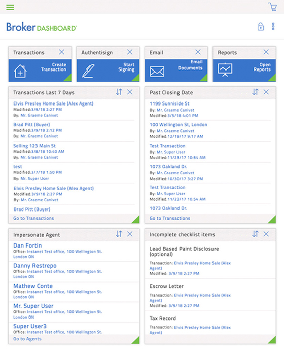 TransactionDesk Broker Dahsboard Screenshot