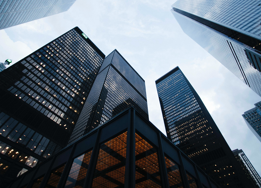 Skyscrapers in front of the sky. 